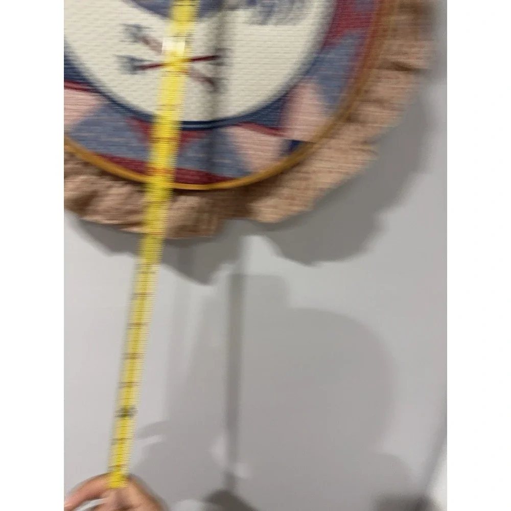 Vintage Handmade Embroidery Hoop Wall Art Rooster Compass Farmhouse Country Chic